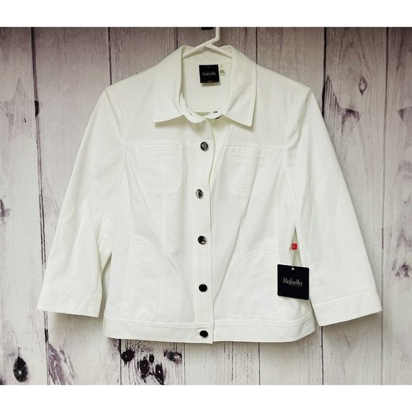 Rafaella Jackets & Blazers - Rafaella Womens Size 8 White Sitting Pretty Button Front Jacket